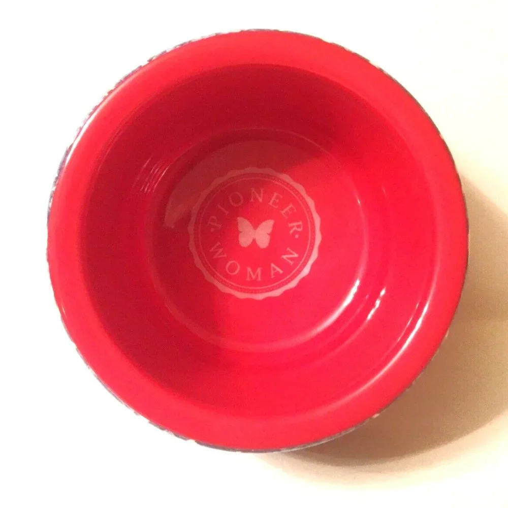 Pioneer Woman Pet Bowl Heritage Floral Blue Melamine Small 14oz Dog Cat Dish New